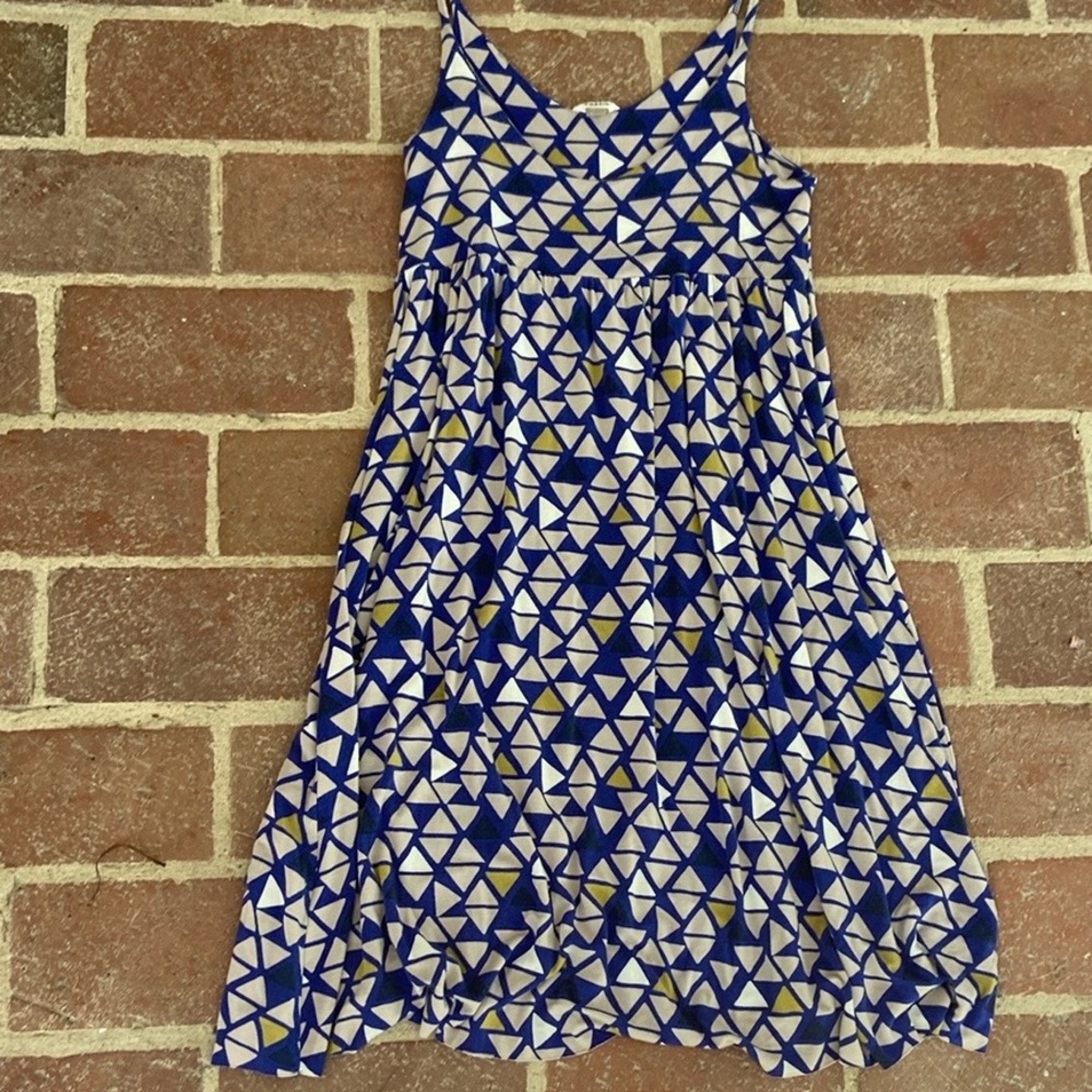 Fossil Blue and White Geometric Print Slip Dress